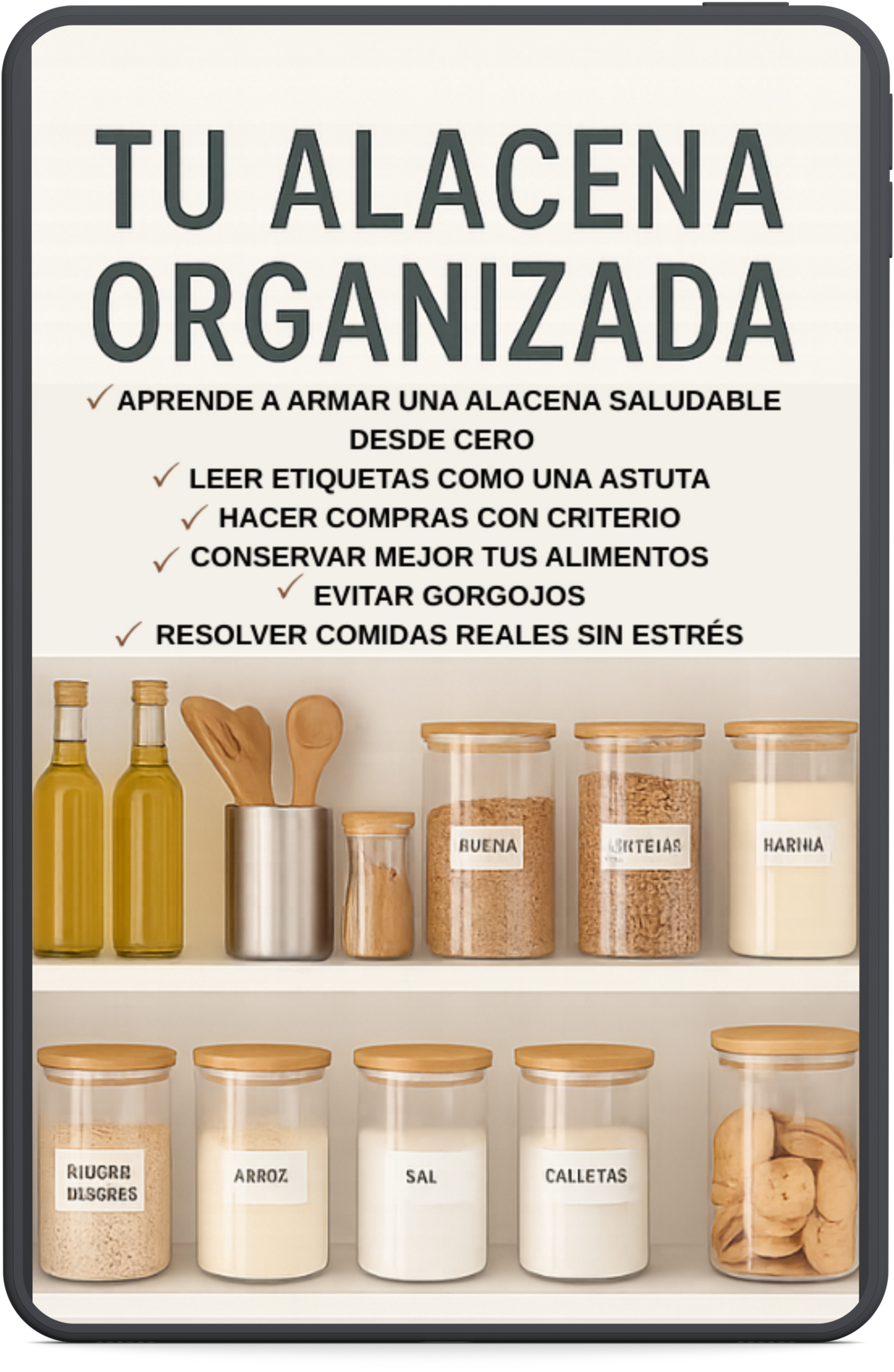 TU ALACENA ORGANIZADA : Aprendé a organizar tu alacena de manera práctica y saludable, con tips de conservación y compras inteligentes.